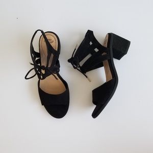 Dr. Scholl's | Black Lace Up Block Heel Shoes 9.5
